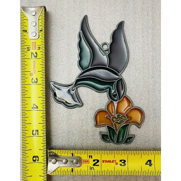 Stained Glass Humming Bird Over the Flower Hanging Bird Decoration VTG - Picture 5 of 5